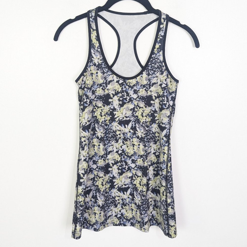 Lululemon Cool Racerback Crosscourt Petal Black Clarity Yellow & Black Tank